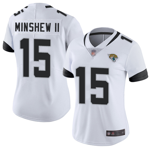 Nike Jacksonville Jaguars #15 Gardner Minshew II White Women Stitched NFL Vapor Untouchable Limited Jersey